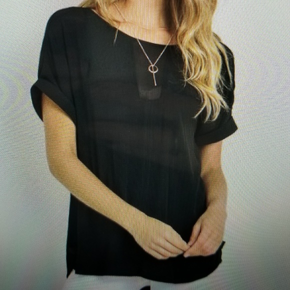 Black Sheer Panel Blouse - Picture 5 of 6